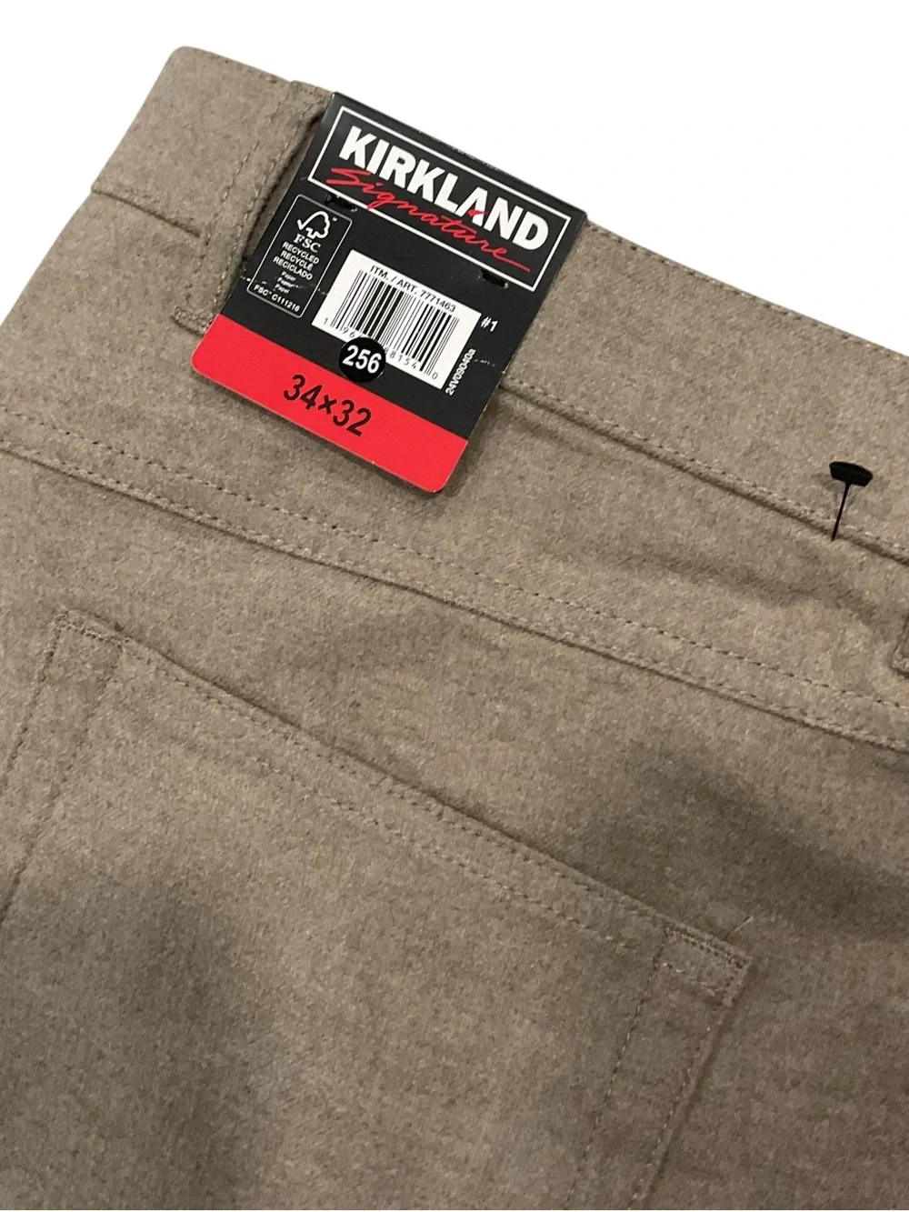 Kirkland Signature Mens 5 Pocket Brushed Pant Brown 34x32